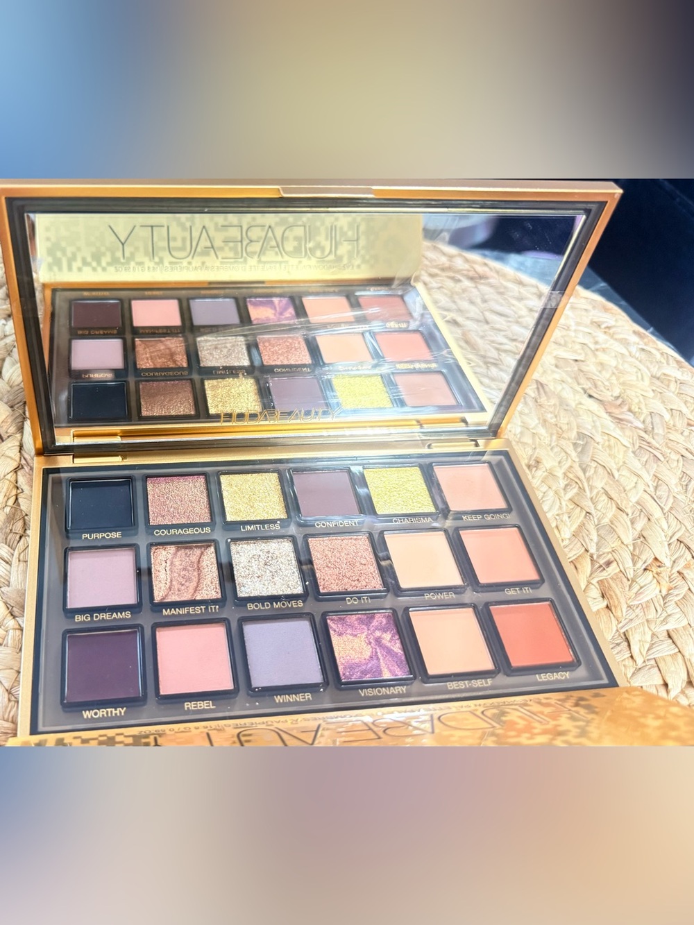 HUDA BEAUTY Eyeshadow Palette — Pink, Gold & Purple Shades